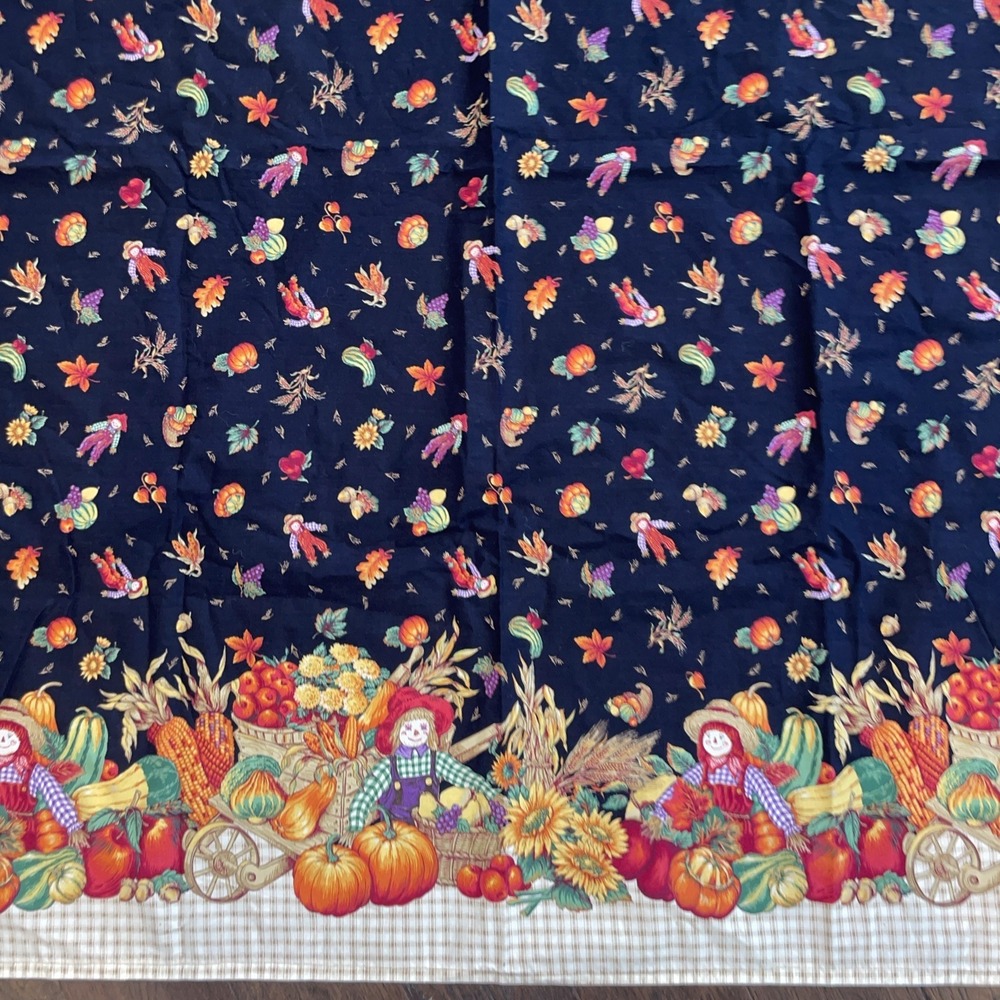 Vtg Thanksgiving Scarecrow Harvest Tablecloth Concord by Sharon Kessler 84X56